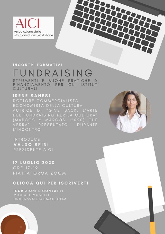 INCONTRO FORMATIVO su “FUNDRAISING. Strumenti e buone pratiche di finanziamento per gli istituti culturali” – 17/07/2020 ore 17-19